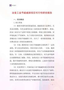 冶金工業節能減排項目可行性研究報告