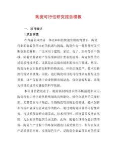 陶瓷可行性研究報(bào)告模板
