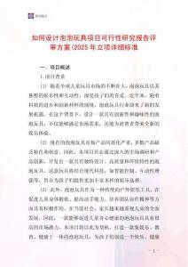 如何設計泡泡玩具項目可行性研究報告評審方案(2025年立項詳細標準