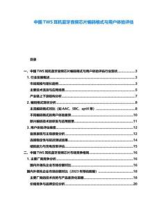 中国TWS耳机蓝牙音频芯片编码格式与用户体验评估