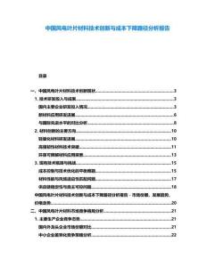 中國(guó)風(fēng)電葉片材料技術(shù)創(chuàng)新與成本下降路徑分析報(bào)告