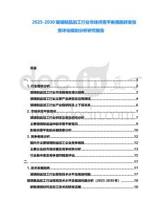 2025-2030玻璃制品加工行業市場供需平衡措施研發投資評估規劃分析研究報告