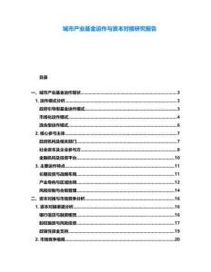 城市產業基金運作與資本對接研究報告