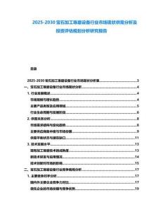 2025-2030寶石加工琢磨設備行業市場現狀供需分析及投資評估規劃分析研究報告