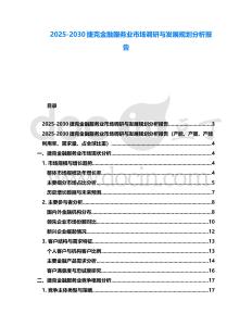 2025-2030捷克金融服務業市場調研與發展規劃分析報告