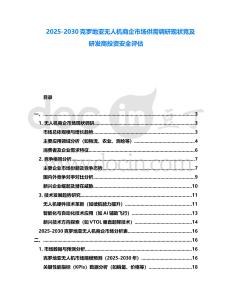 2025-2030克羅地亞無人機商企市場供需調研現狀競及研發商投資安全評估