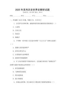 2025年高考?xì)v史世界史解析試題