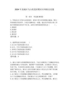 2024年龍城區馬山街道招聘社區網格員真題附答案詳解