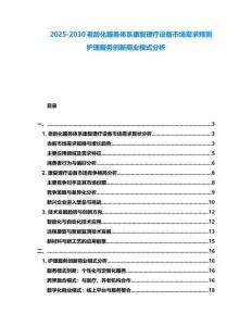 2025-2030老齡化服務(wù)體系康復(fù)理療設(shè)備市場需求預(yù)測護理服務(wù)創(chuàng)新商業(yè)模式分析