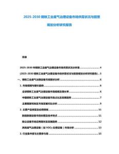 2025-2030鋼鐵工業廢氣治理設備市場供需狀況與前景規劃分析研究報告