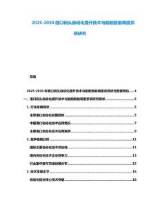 2025-2030港口码头自动化提升技术与船舶智能调度系统研究