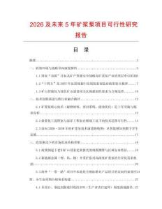 2026及未來5年礦漿泵項目可行性研究報告