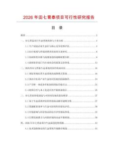 2026年田七胃泰項目可行性研究報告