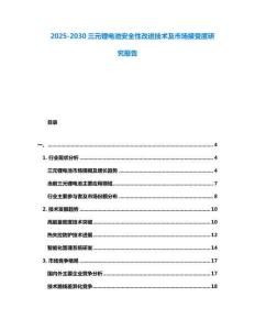 2025-2030三元鋰電池安全性改進技術及市場接受度研究報告