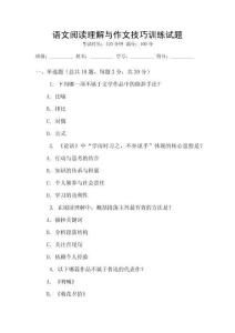 語文閱讀理解與作文技巧訓練試題