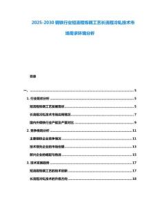 2025-2030钢铁行业短流程炼钢工艺长流程冷轧技术市场需求环境分析