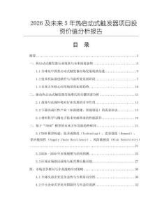 2026及未來5年熱啟動(dòng)式觸發(fā)器項(xiàng)目投資價(jià)值分析報(bào)告