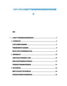 2025-2030水泥生產節能減排項目實施效果評估投資建議