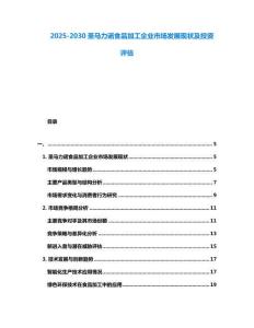 2025-2030圣馬力諾食品加工企業(yè)市場發(fā)展現(xiàn)狀及投資評估