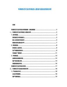 車載機芯行業(yè)市場進入壁壘與退出機制分析