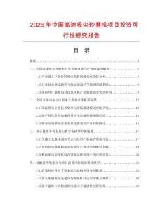 2026年中國高速吸塵砂磨機(jī)項(xiàng)目投資可行性研究報(bào)告