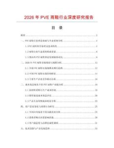 2026年PVE雨鞋行業深度研究報告