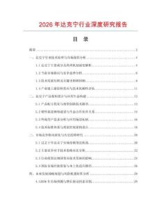 2026年達克寧行業深度研究報告