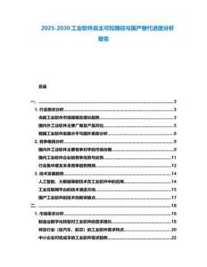 2025-2030工業軟件自主可控路徑與國產替代進度分析報告