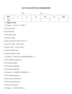 2025年测试过程中常见问题试题及答案
