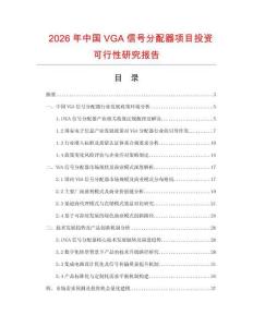 2026年中國VGA信號分配器項目投資可行性研究報告