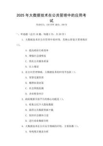 2025年大數據技術在公共管理中的應用考試