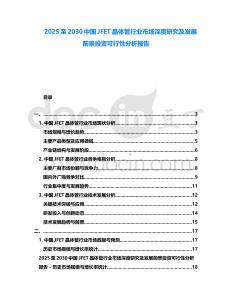 2025至2030中國JFET晶體管行業市場深度研究及發展前景投資可行性分析報告