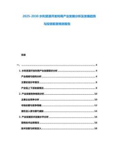2025-2030水利資源開(kāi)發(fā)利用產(chǎn)業(yè)發(fā)展分析及發(fā)展趨勢(shì)與投資前景預(yù)測(cè)報(bào)告