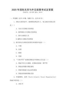 2025年國際關系與外交政策考試及答案