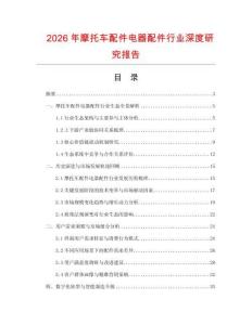 2026年摩托車配件電器配件行業深度研究報告