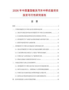 2026年中國重型載貨汽車中橋后蓋項目投資可行性研究報告