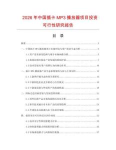 2026年中國插卡MP3播放器項目投資可行性研究報告