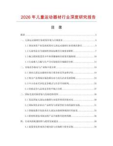 2026年兒童運動器材行業深度研究報告