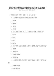 2025年大數(shù)據(jù)應(yīng)用技能提升班課程及試題