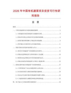2026年中國有機蔬菜項目投資可行性研究報告