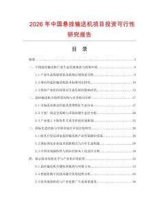 2026年中國懸掛輸送機項目投資可行性研究報告