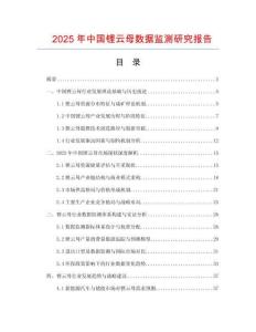 2025年中國鋰云母數(shù)據(jù)監(jiān)測研究報告
