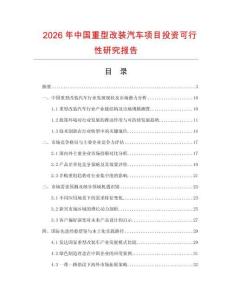 2026年中國重型改裝汽車項目投資可行性研究報告