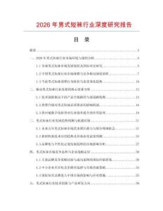 2026年男式短襪行業深度研究報告