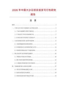 2026年中國大沙石項目投資可行性研究報告