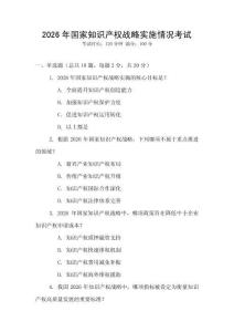 2026年國家知識產(chǎn)權(quán)戰(zhàn)略實施情況考試