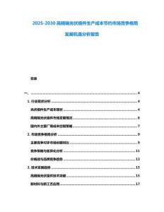 2025-2030高精端光伏組件生產(chǎn)成本節(jié)約市場競爭格局發(fā)展機(jī)遇分析報(bào)告