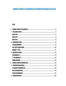 中国电子商务平台运营模式与市场竞争态势规划分析文档