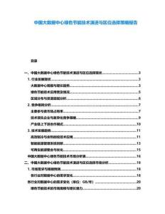 中國大數(shù)據(jù)中心綠色節(jié)能技術(shù)演進與區(qū)位選擇策略報告