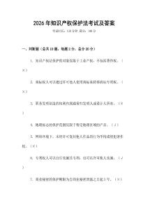 2026年知識產權保護法考試及答案
